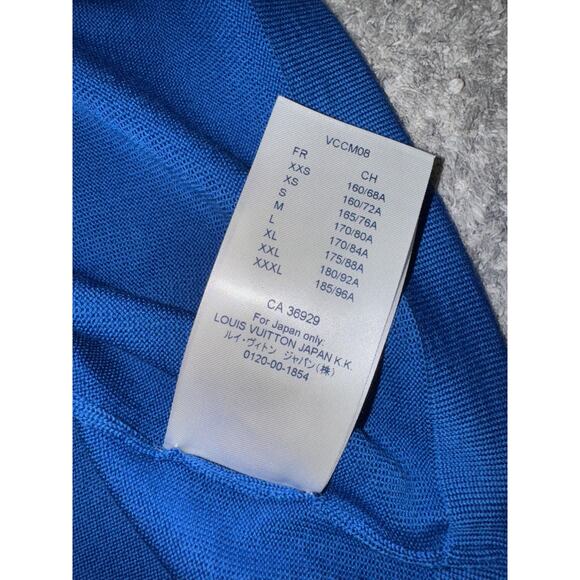 Louis Vuitton Cloud Jacquard Blue White Logo Wool Short Sleeve T-Shirt Medium M - Picture 15 of 15